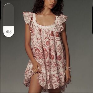 Anthropologie Maeve Flutter-Sleeve Babydoll Mini Dress